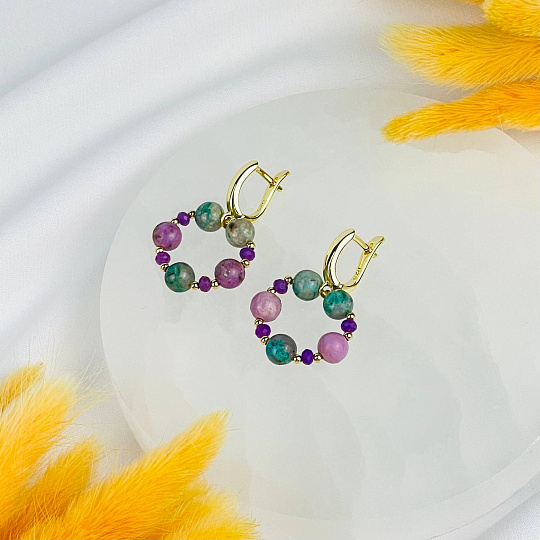 Серьги из Фуксита и Варисцита, Артикул: 117187 - изображение товара №1