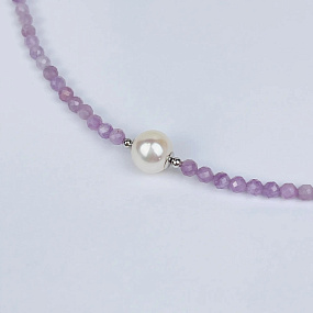 Колье из Кунцита и Жемчуга (градиент), Артикул: 119252 - изображение товара №2