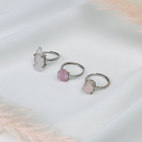 Кольцо регулируемое из необработанного Кунцита