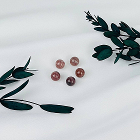 Бусины для украшений из Клубничного кварца (5 шт)