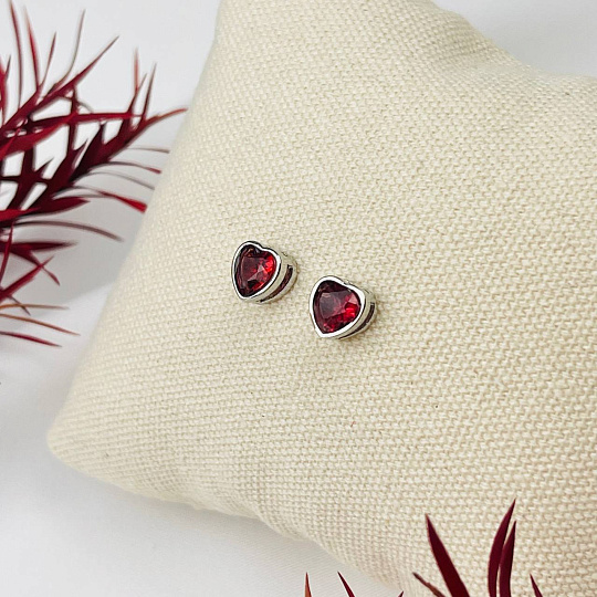 Серьги-пусеты с Гранатом, Артикул: 109466 - изображение товара №1