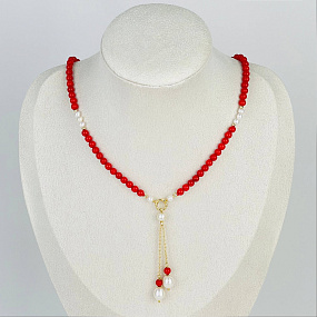 Колье из Коралла и Жемчуга, Артикул: 117398 - изображение товара №1
