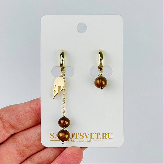 Серьги на цепочке из Жемчуга тон., Артикул: 117241 - изображение товара №1