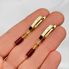 Серьги длинные из Цитрина и Сердолика