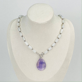 Колье из Лунного камня с Флюоритом