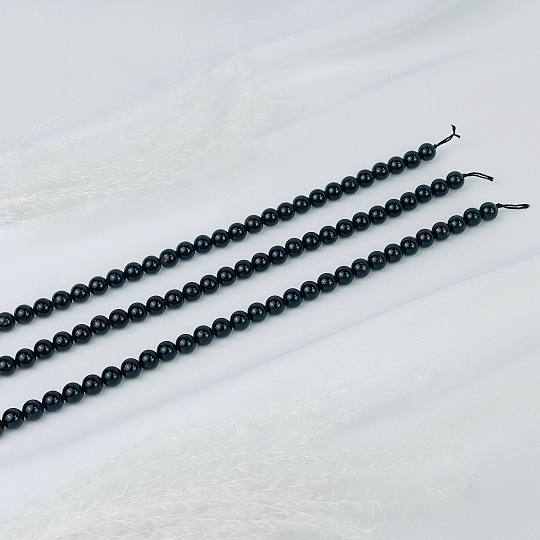 Бусины для украшений из черного Турмалина (Шерл) (46 бусин), Артикул: 084746 - изображение товара №3