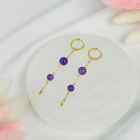 Серьги с цепочкой из Аметиста , Артикул: 093068 - изображение товара №2
