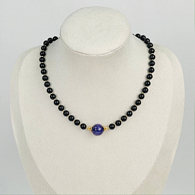 Колье из Обсидиана и Чароита, Артикул: 117164 - изображение товара №1