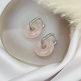 Серьги из Розового кварца, Артикул: 104986 - изображение товара №2