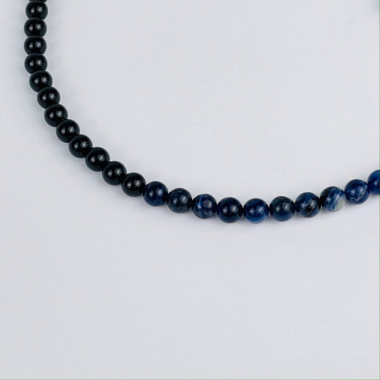 Четки буддийские (Мала) из Обсидиана, Говлита и Содалита (108 бусин), Артикул: 116691 - изображение товара №4