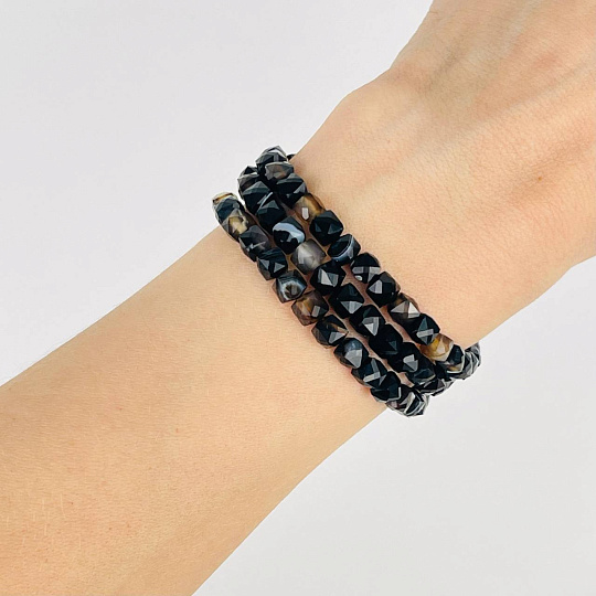 Бусины для украшений из полосатого Агата (70 бусин), Артикул: 075441 - изображение товара №1