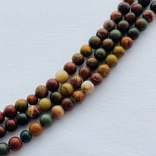 Бусины для украшений из Яшмы "Пикассо" (82 бусины), Артикул: 100888 - изображение товара №1